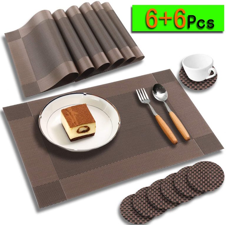 Placemats for Dining Table Vinyl Placemats Set of 6 CoastersHeat Resistant, Stain Resistant