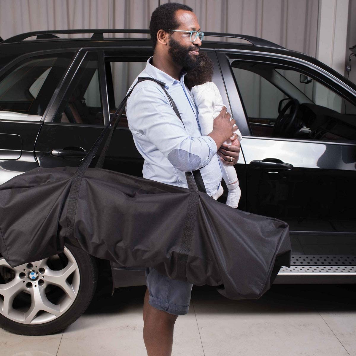 INFANZIA 45 Inch Zipper Duffel Travel Sports Equipment Bag Water Resistant Oversize Black 