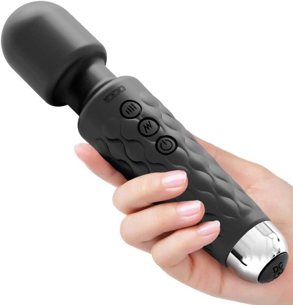 Personal Massager, Wand Massager Powerful with 20 Vibrating Patterns 8 Speeds Body Massager Cordless USB Rechargeable for Back Neck Shoulder Sports Recovery, Black