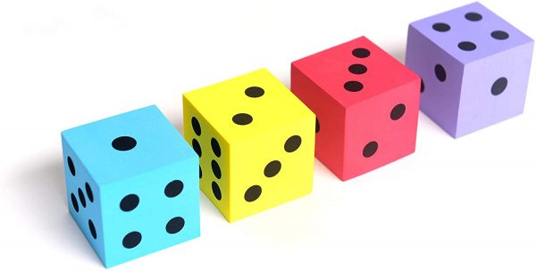 Foam dot dice, Large, 4pcs/Pack. Square