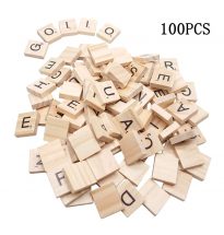 Goiio 100PCS Scrabble Letters, DIY Making Scrabble Crossword Game,Wood Scrabble Tiles