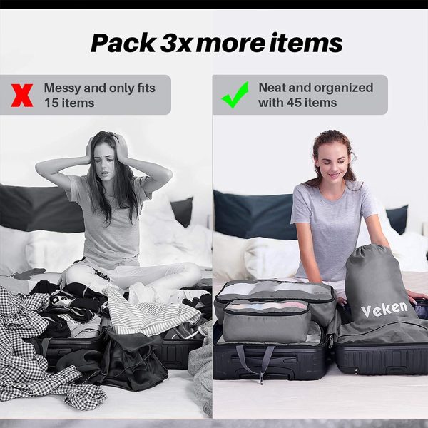 Travel Suitcase Luggage Organizers with Laundry Bag & Shoe Bag